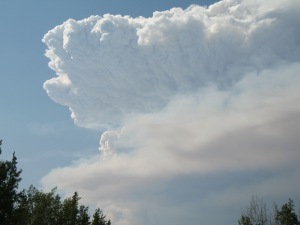 Pyrocumulonimbus in Wood Buffalo National Park, Canada (Photo by Mike Smith at 1400 MDT on 5 Aug 2014)